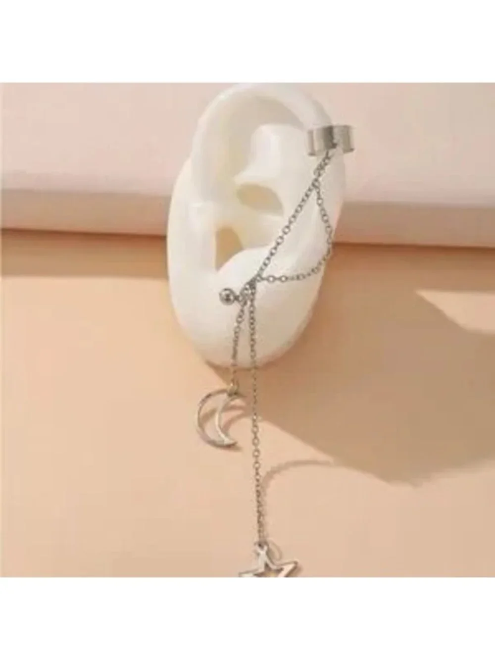 Silver Star Chain 1pc Ear Cuff Earring